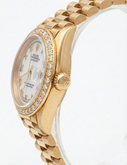 Rolex Dj White Roman Dial Diamond Bezel Presidential Style Gold