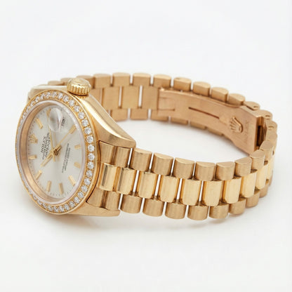 Rolex Dj White Stick Dial President Style Watch Diamond Bezel Gold