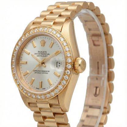 Rolex Dj White Stick Dial President Style Watch Diamond Bezel Gold
