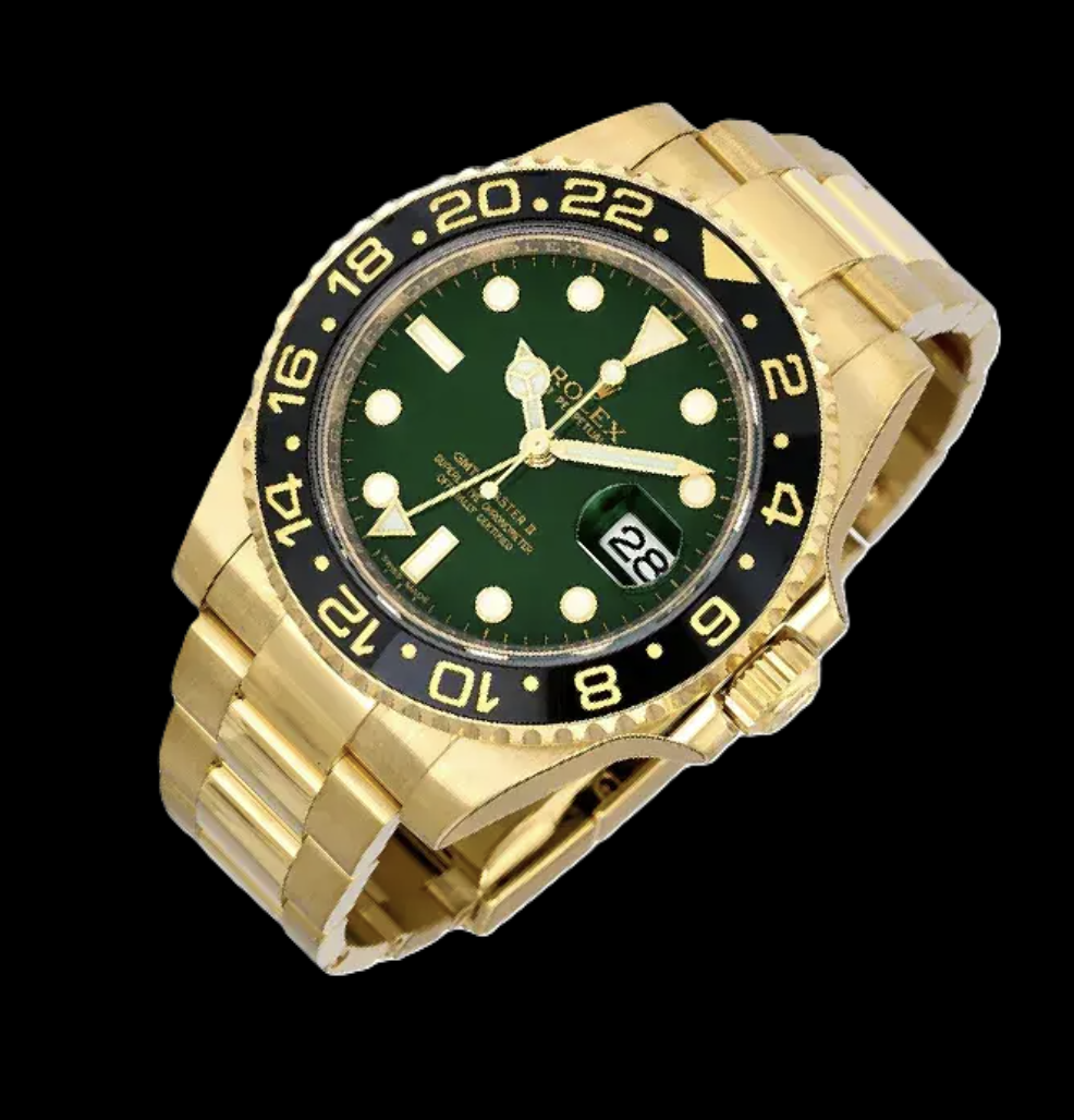 Rolex GMT-Master II 116718 40mm Green Luminous Dial Yellow Gold Watch