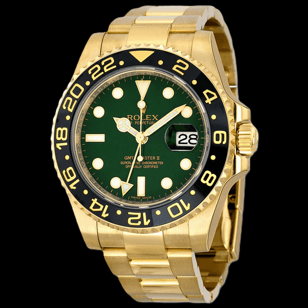 Rolex GMT-Master II 116718 40mm Green Luminous Dial Yellow Gold Watch
