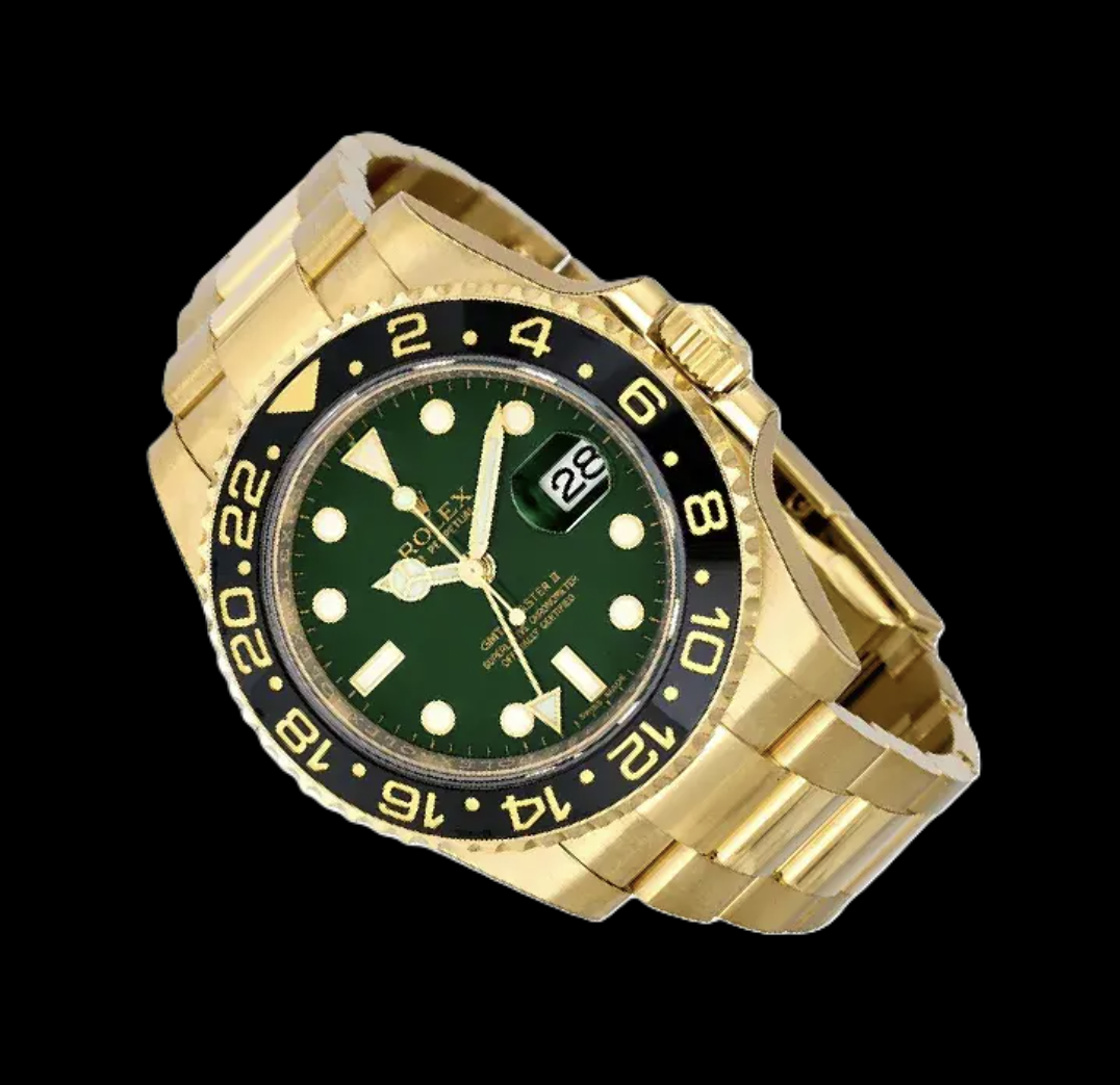 Rolex GMT-Master II 116718 40mm Green Luminous Dial Yellow Gold Watch