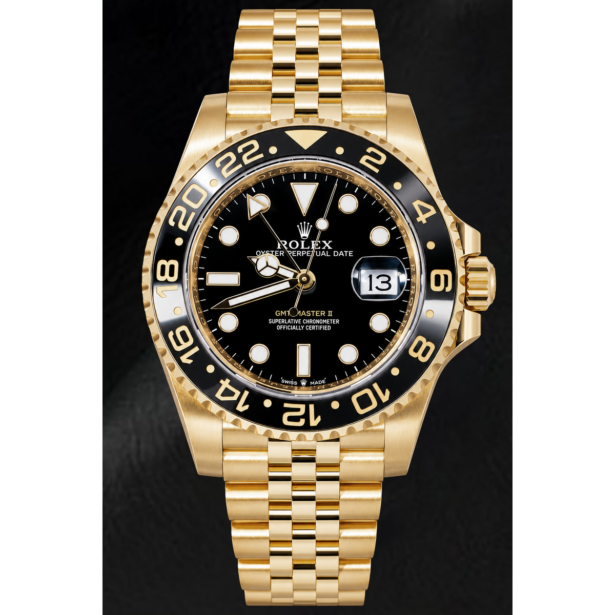 Rolex GMT-Master II 126718GRNR 40mm Black Luminous Dial Yellow Gold Watch