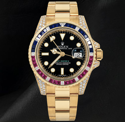 Rolex GMT Master II  116718 Black Dial 40mm Yellow Gold 18K Watch