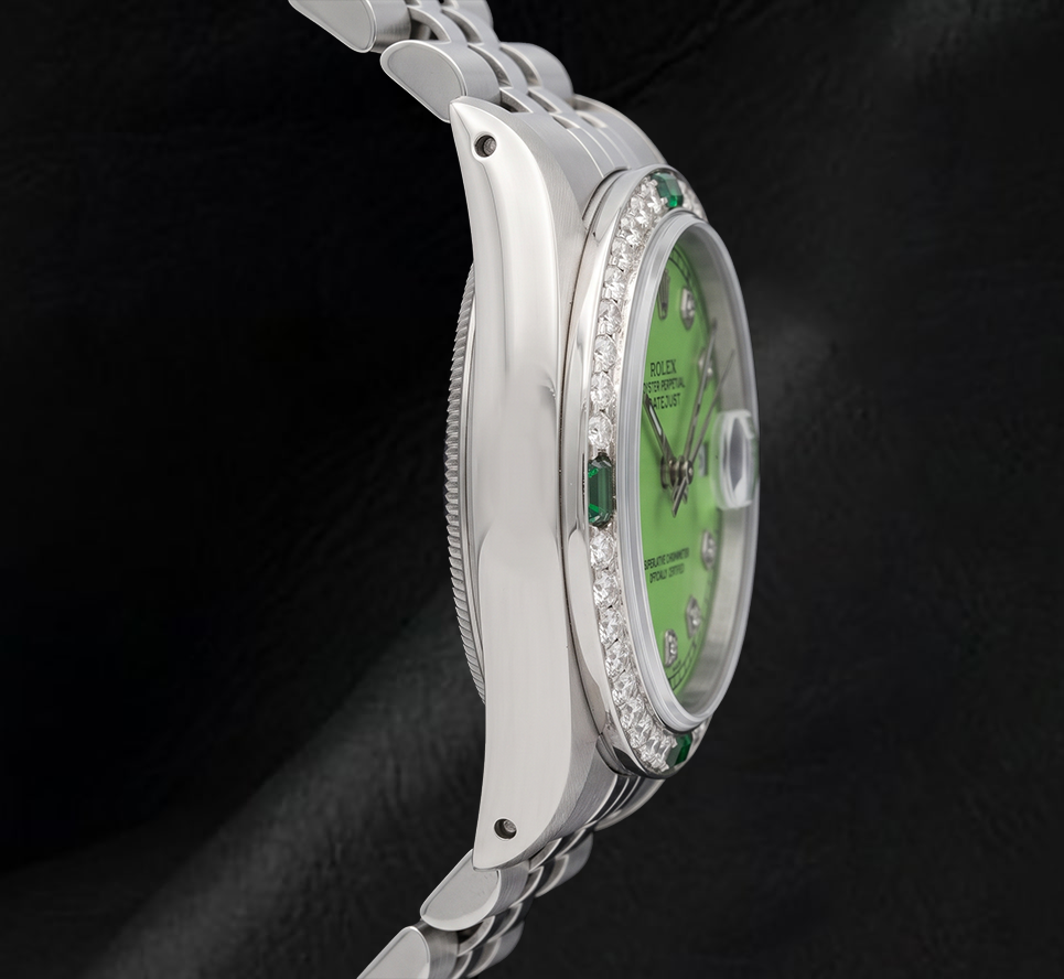 Rolex Green Diamond Dial 16014 Datejust 36mm Stainless Steel Watch