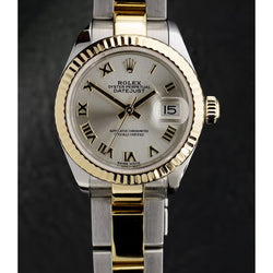 Natural Rolex Ladies Two Tone Datejust Watch 18k Yellow Gold