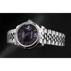 Rolex Ladies Date-Just Deep Purple Roman Dial Stainless Steel 31mm Watch