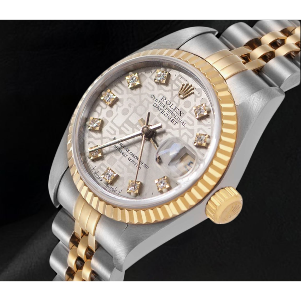 Rolex Ladies Datejust 26mm 2002 Year Diamond Dial Two Tone Watch