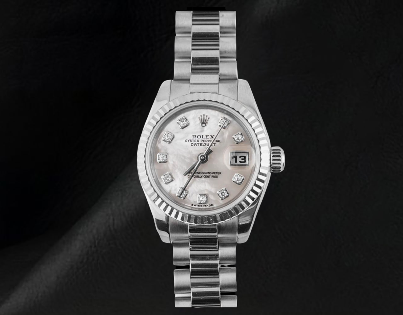 Rolex Ladies Datejust 26mm Mother of Pearl Dial 2002 Year President Bracelet 18K Watch