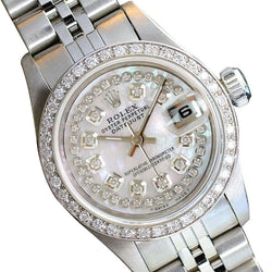 Rolex Ladies Datejust Watch Stainless Steel Diamond Dial Bezel