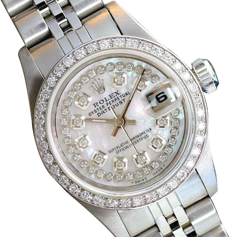 Rolex Ladies Datejust Watch Stainless Steel Diamond Dial Bezel
