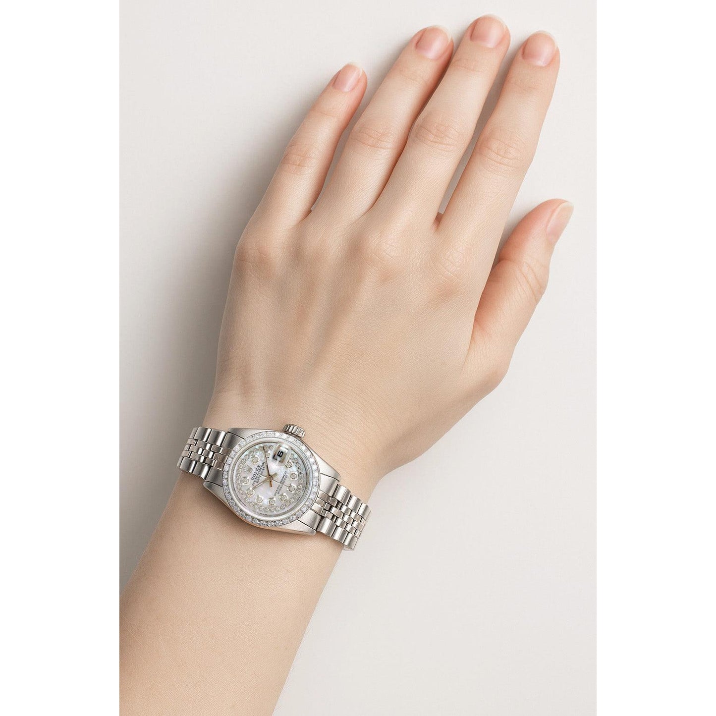 Rolex Ladies Datejust Watch Stainless Steel Diamond Dial Bezel P4