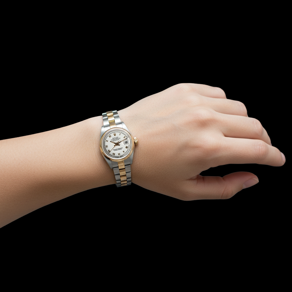 Rolex Lady-Datejust 26 mm Two Tone White Roman Dial Watch P5