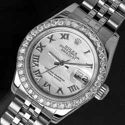 Rolex Lady-Datejust 26mm White Mother of Pearl Diamond Steel Hidden Clasp Ladies Watch