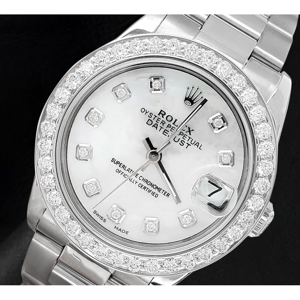 Rolex Lady Datejust 26 mm White Mother Of Pearl Diamond Dial Stainless Steel Watch