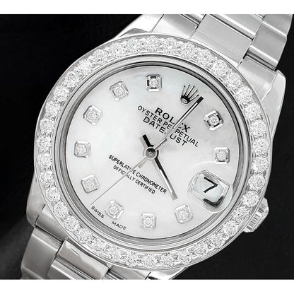 Rolex Lady Datejust 26 mm White Mother Of Pearl Diamond Dial Stainless Steel Watch