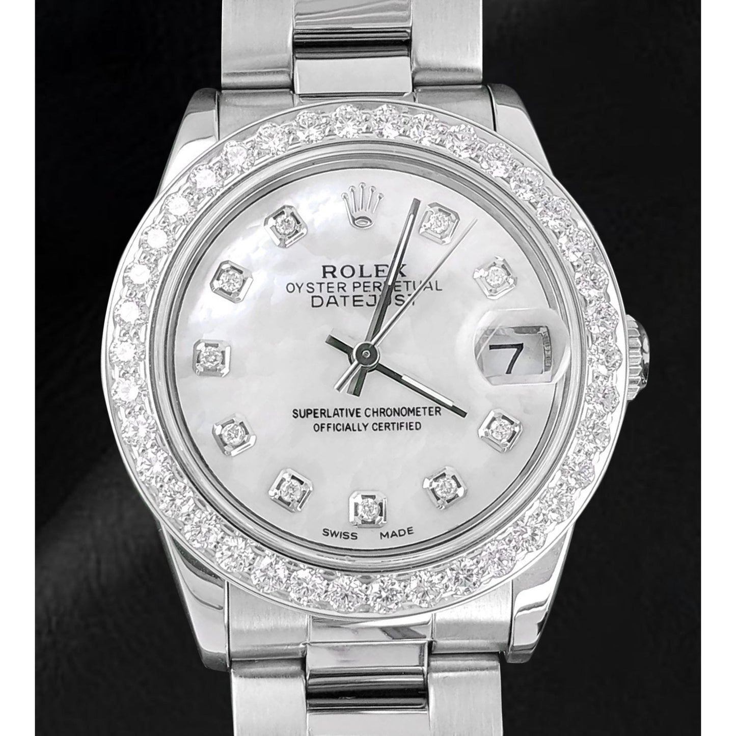 Rolex Lady Datejust 26 mm White Mother Of Pearl Diamond Dial Stainless Steel Watch