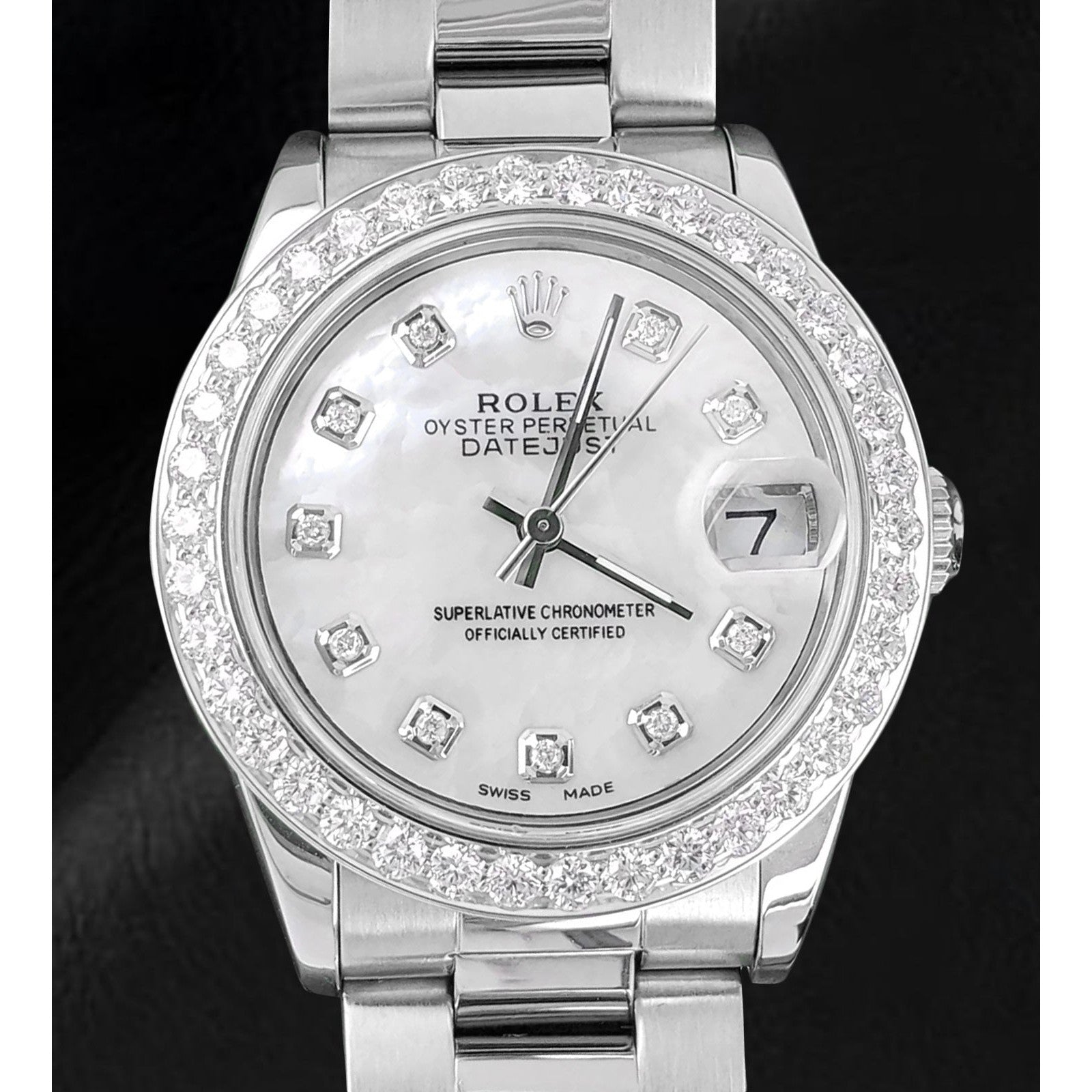 Rolex Lady Datejust 26 mm White Mother Of Pearl Diamond Dial Stainless Steel Watch