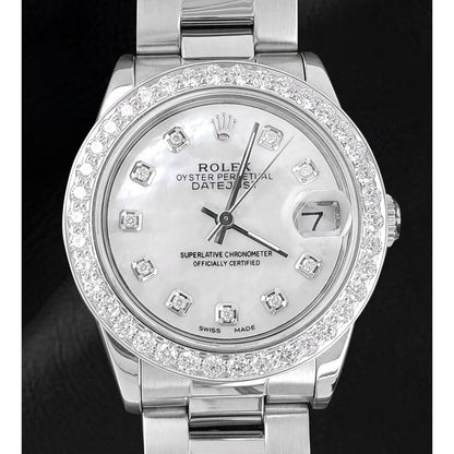 Rolex Lady Datejust 26 mm White Mother Of Pearl Diamond Dial Stainless Steel Watch