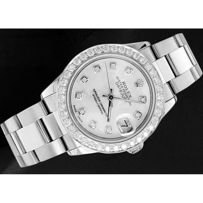 Rolex Lady Datejust 26 mm White Mother Of Pearl Diamond Dial Stainless Steel Watch