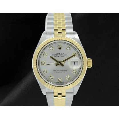 Rolex Lady Datejust 28mm 279173 Silver Diamond Dial Watch Two Tone