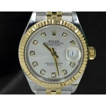 Rolex Lady Datejust 28mm 279173 Silver Diamond Dial Watch Two Tone