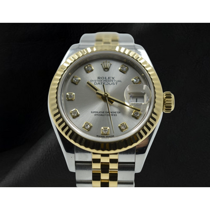 Rolex Lady Datejust 28mm 279173 Silver Diamond Dial Watch Two Tone