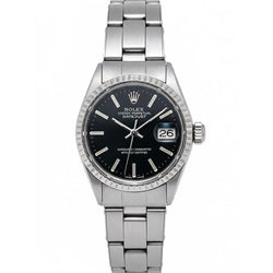 Rolex Lady Datejust Black Stick Dial 26 mm Staiinless Steel Watch