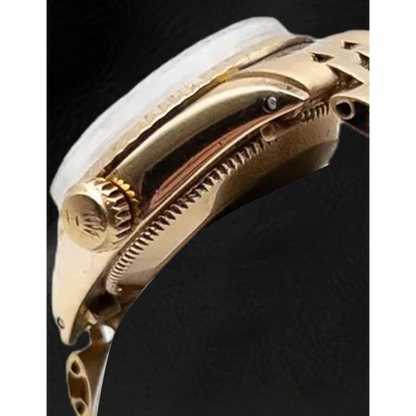 Rolex Lady Datejust Pink Mother Of Pearl String Diamond Dial Yellow Gold Watch