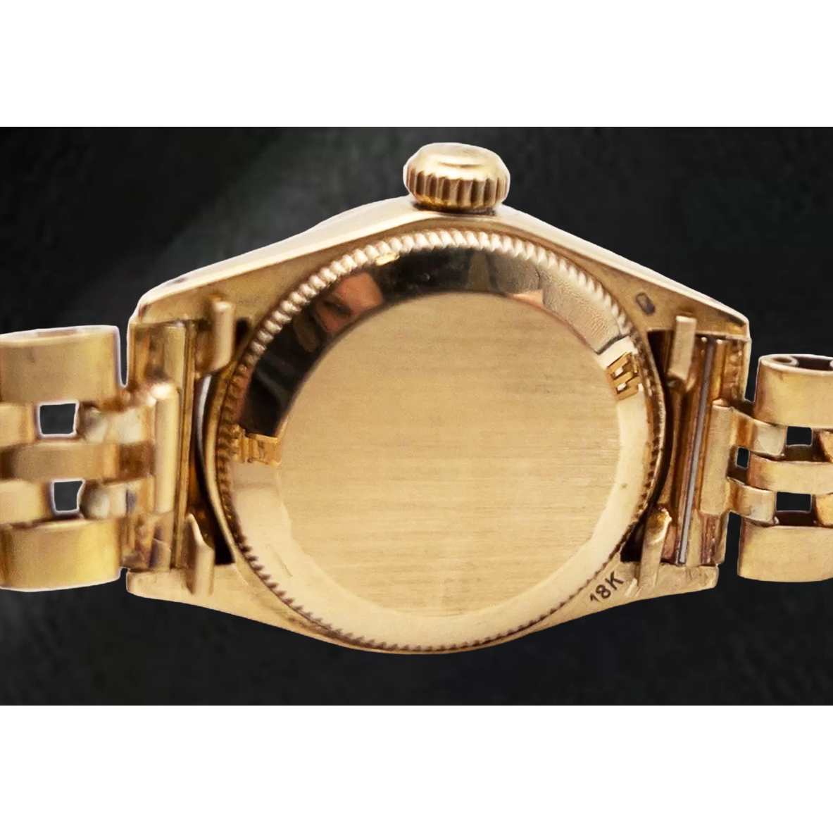 Rolex Lady Datejust Pink Mother Of Pearl String Diamond Dial Yellow Gold Watch