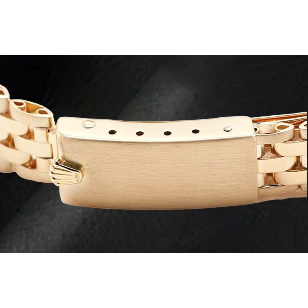 Rolex Lady Datejust Pink Mother Of Pearl String Diamond Dial Yellow Gold Watch