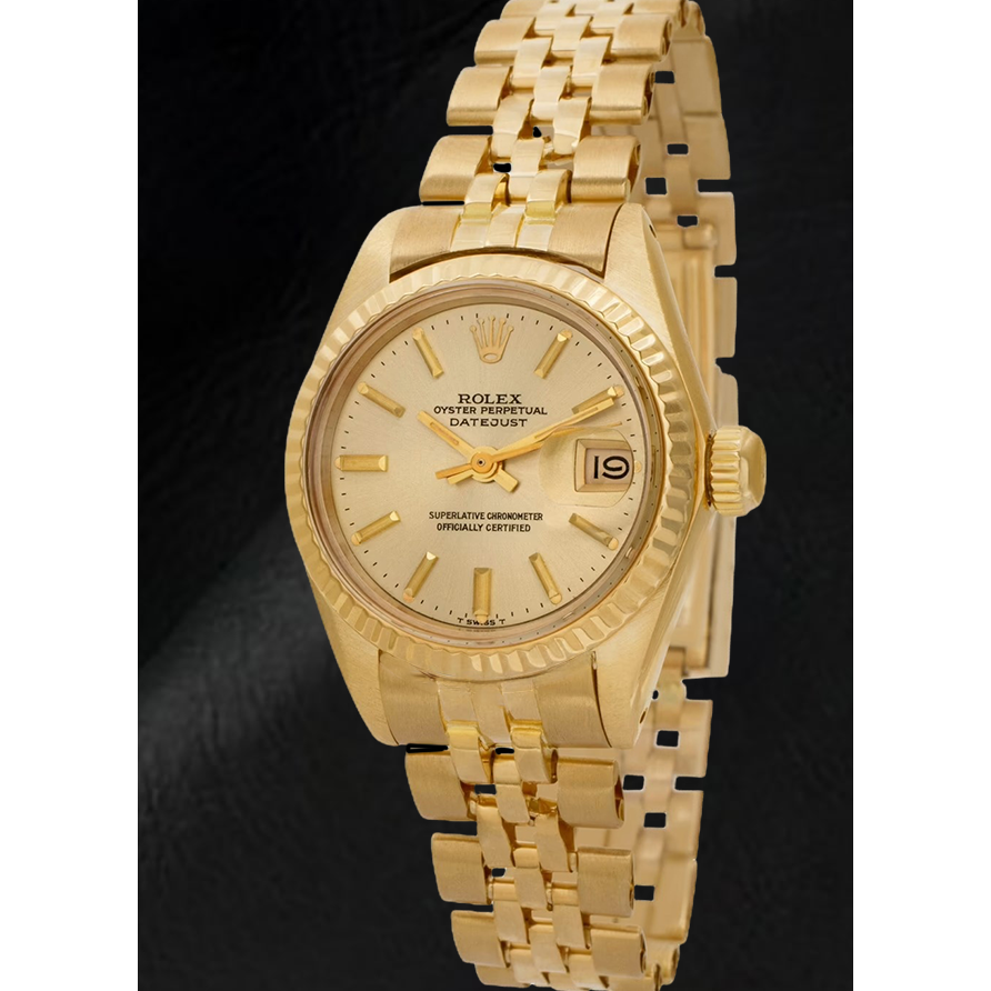 Rolex Lady Datejust President Style CHampagne 26 mm Yellow Gold Watch