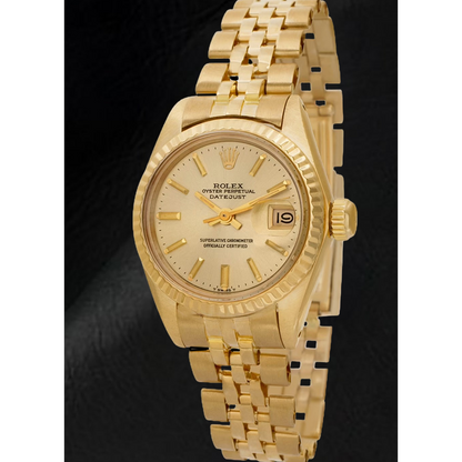 Rolex Lady Datejust President Style CHampagne 26 mm Yellow Gold Watch