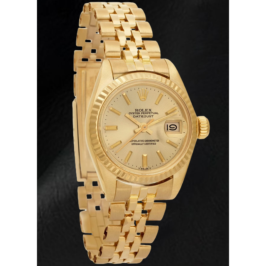 Rolex Lady Datejust President Style CHampagne 26 mm Yellow Gold Watch