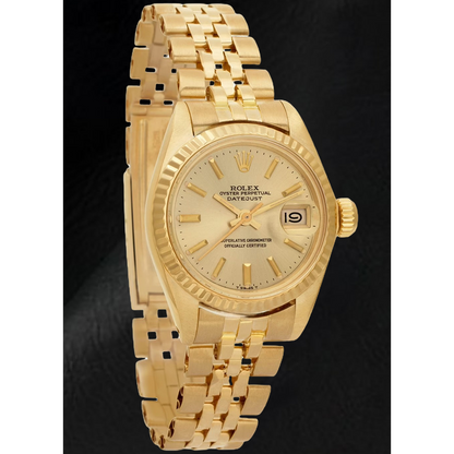 Rolex Lady Datejust President Style CHampagne 26 mm Yellow Gold Watch