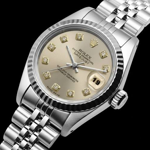 Rolex Lady Datejust Silver Watch Jubilee Bracelet Fluted Bezel