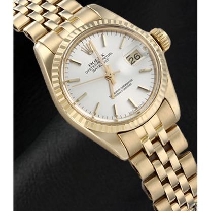 Rolex Lady Datejust White Stick Dial President Yellow Gold Watch