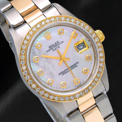 Rolex Lady Datejust White Mother of Pearl Diamond Dial 31 mm Two Tone Oyster Bracelet Watch
