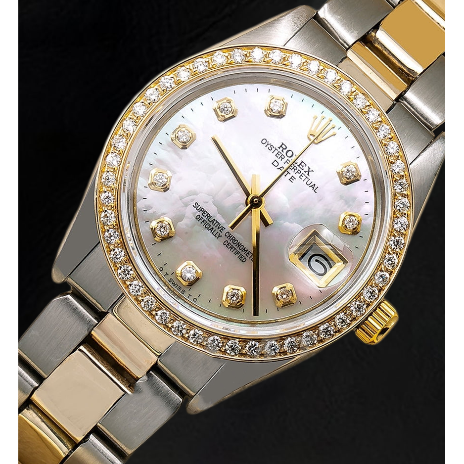 Rolex Lady Datejust White Mother of Pearl Diamond Dial 31 mm Two Tone Oyster Bracelet Watch