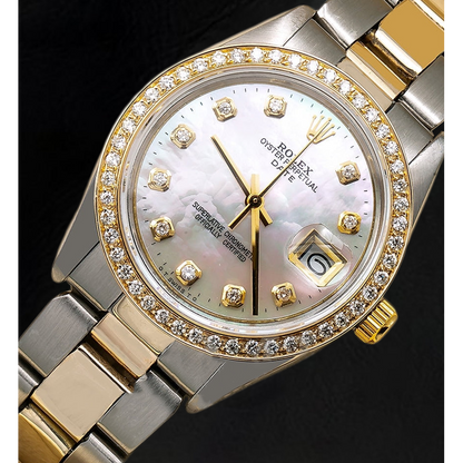 Rolex Lady Datejust White Mother of Pearl Diamond Dial 31 mm Two Tone Oyster Bracelet Watch