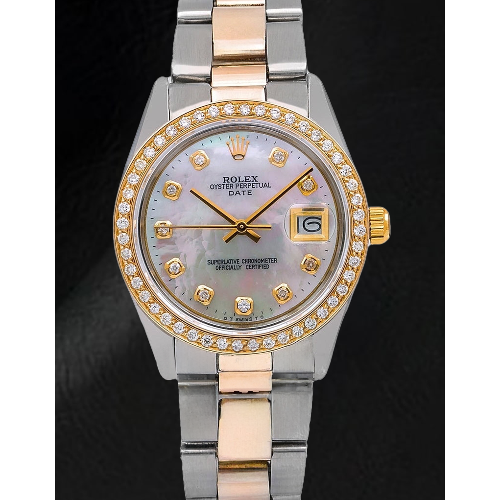 Rolex Lady Datejust White Mother of Pearl Diamond Dial 31 mm Two Tone Oyster Bracelet Watch