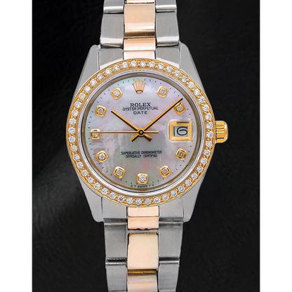 Rolex Lady Datejust White Mother of Pearl Diamond Dial 31 mm Two Tone Oyster Bracelet Watch