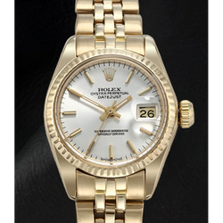 Rolex Lady Datejust White Stick Dial President Yellow Gold Watch