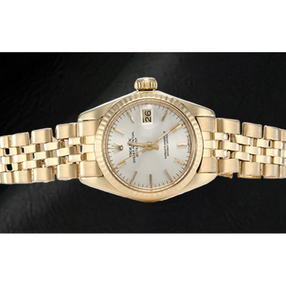 Rolex Lady Datejust White Stick Dial President Yellow Gold Watch