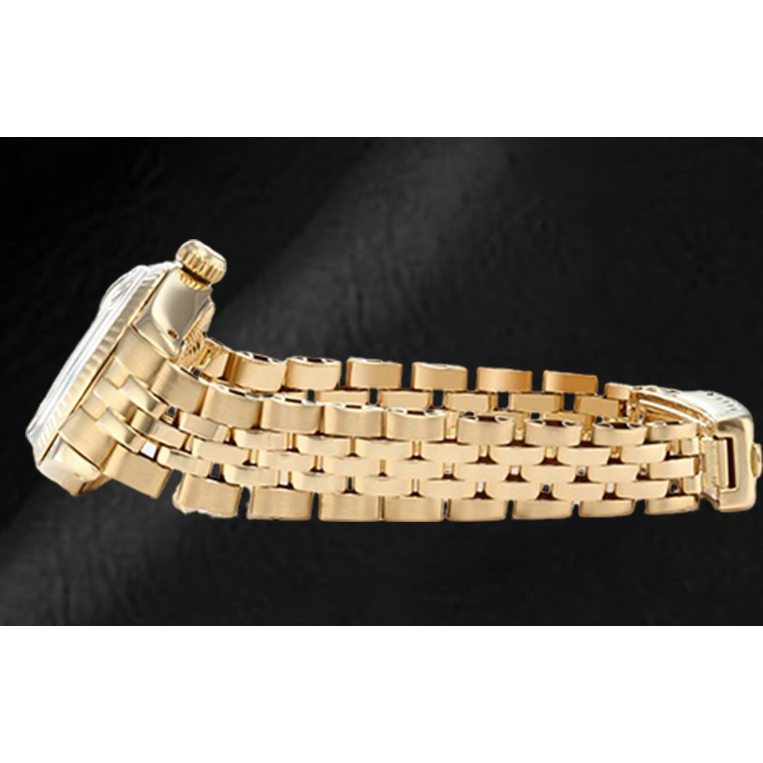 Rolex Lady Datejust White Stick Dial President Yellow Gold Watch