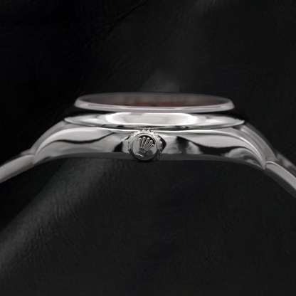 Rolex Lady Oyster Perpetual 31mm Coral Red Luminous Dial Steel Watch