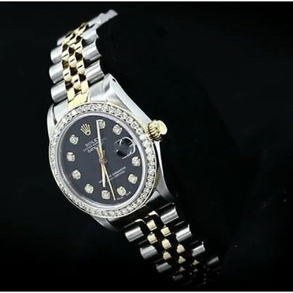 Diamond Watch Black Midsize Diamond Dial