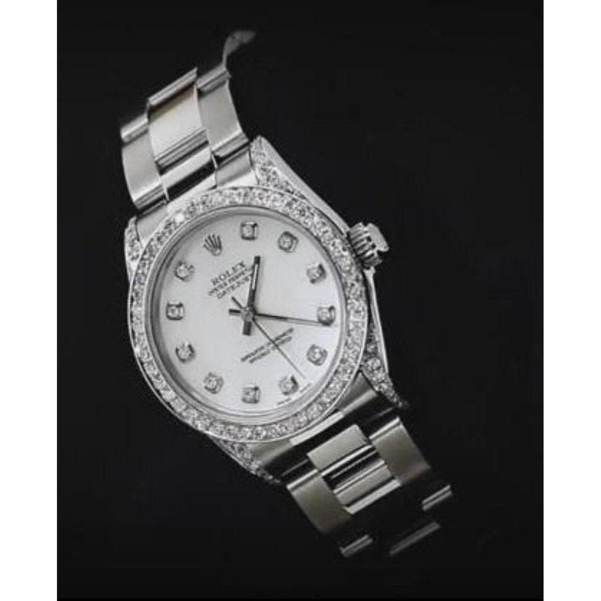 Custom Diamond Bezel Oyster Bracelet Ss
