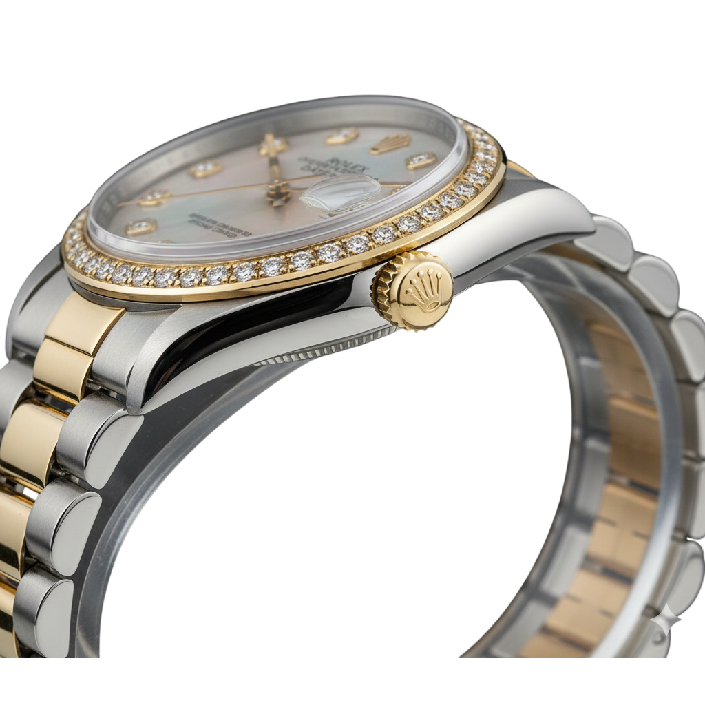 natural pearl watch profile view