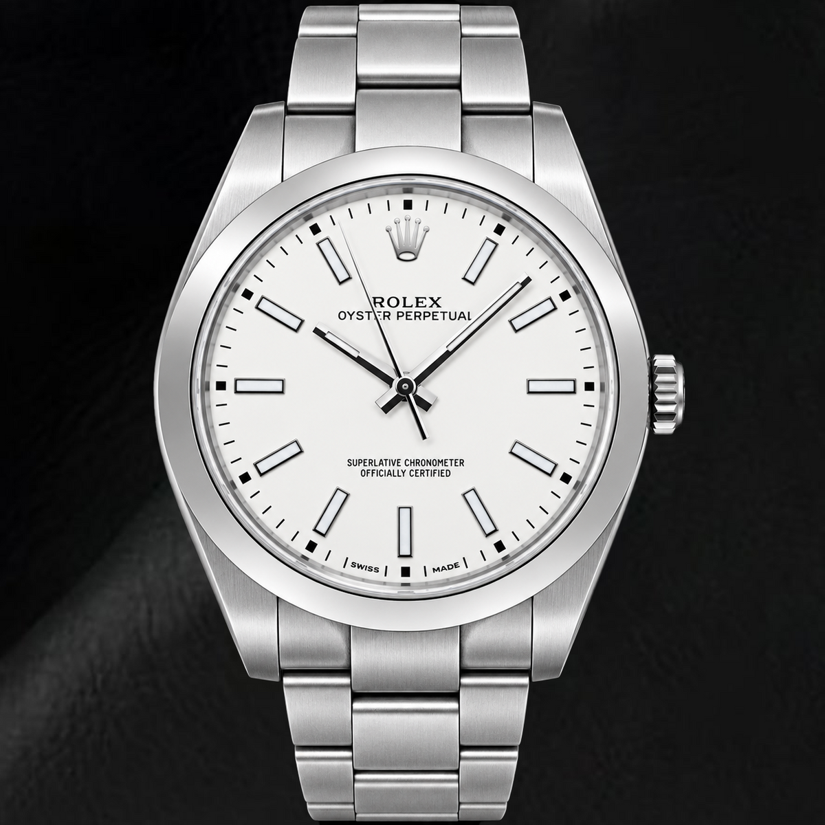 Rolex Oyster Perpetual 114300 39mm White Luminous Stick Dial Stainless Steel Watch
